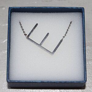 New in Box - Savvy Cie Jewels - Floating Initial "E" Necklace -Rhodium Stainless